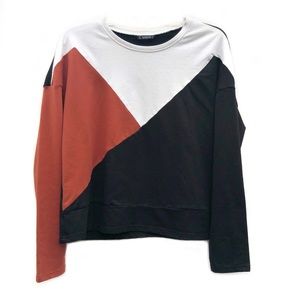 SHEIN Color Block Knit Drop Shoulder Long Sleeve Pullover Thin Sweater EUC L